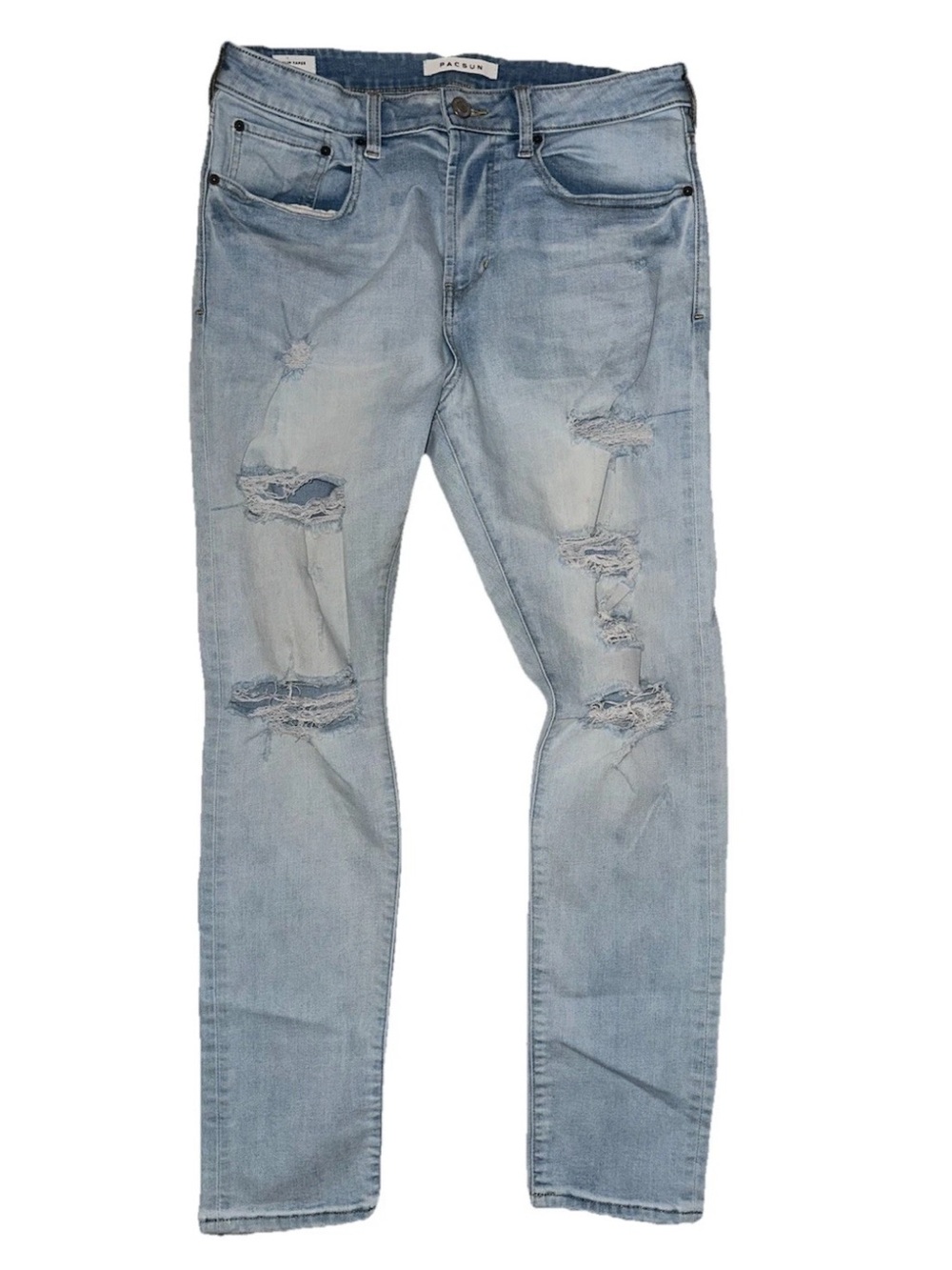 PacSun Men’s Light Wash Distressed Slim Taper